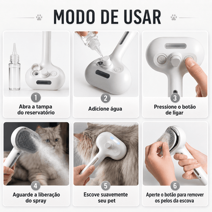 Escova a Vapor de Limpeza para Cães