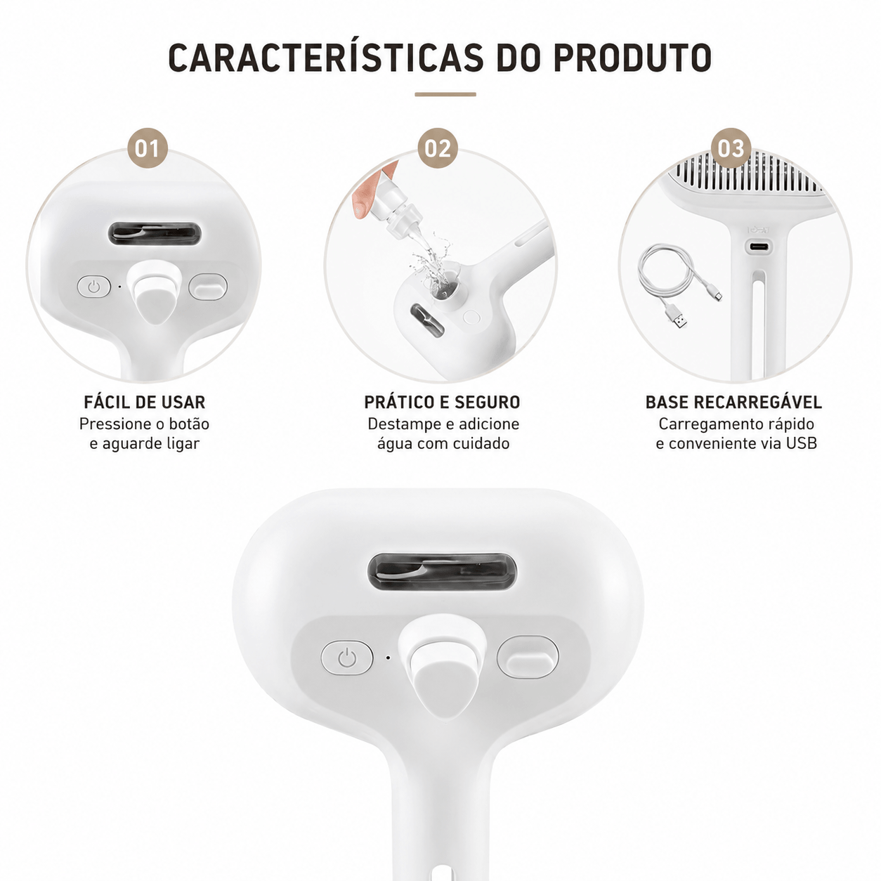 Escova a Vapor de Limpeza para Cães