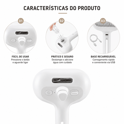 Escova a Vapor de Limpeza para Cães