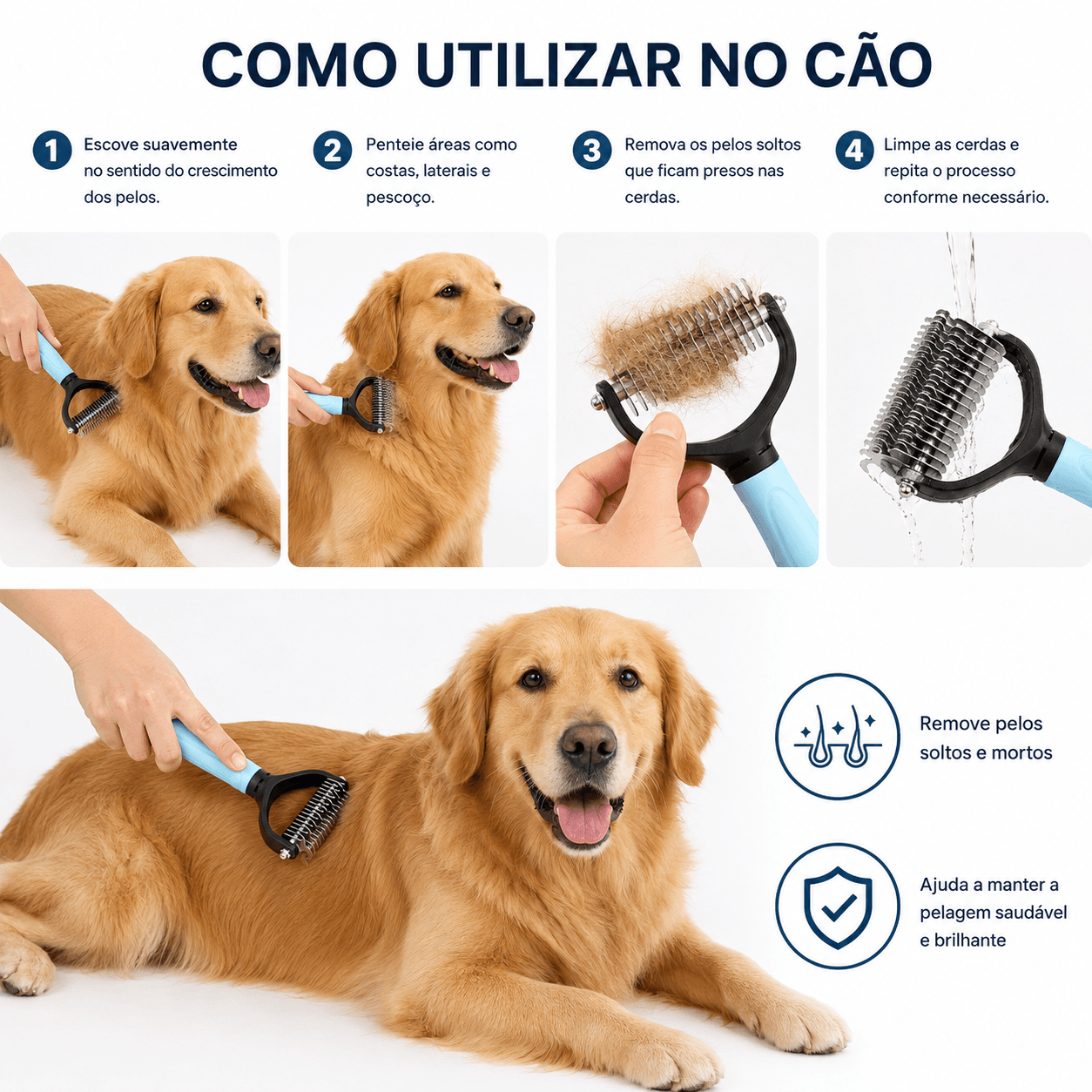 Escova de Aço pelos para Cães