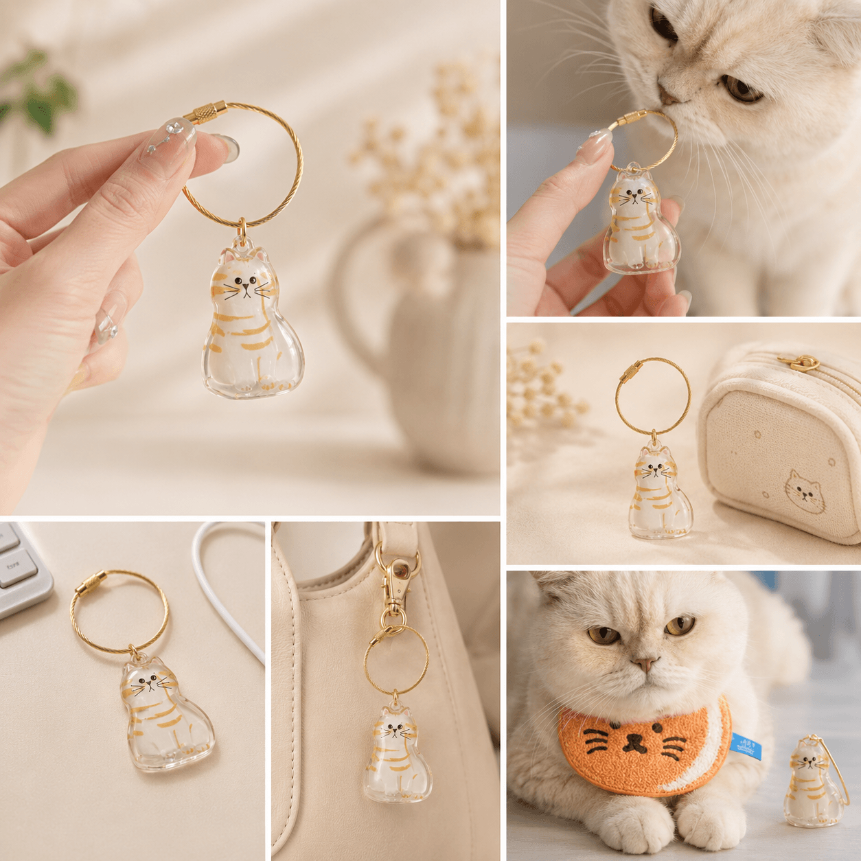 Porta Chaves de Acrílico para Pelos de Gatos