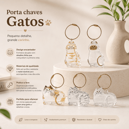 Porta Chaves de Acrílico para Pelos de Gatos