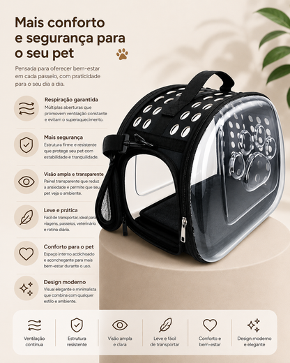 Bolsa de Transporte Transparente para Cães