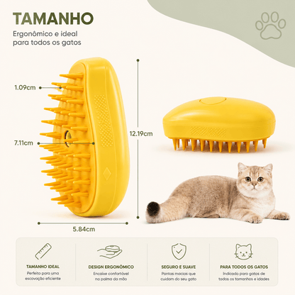 Escova a Vapor Recarregável Para Gatos