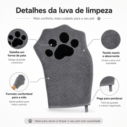 Luva de Microfibra de banho para Cães