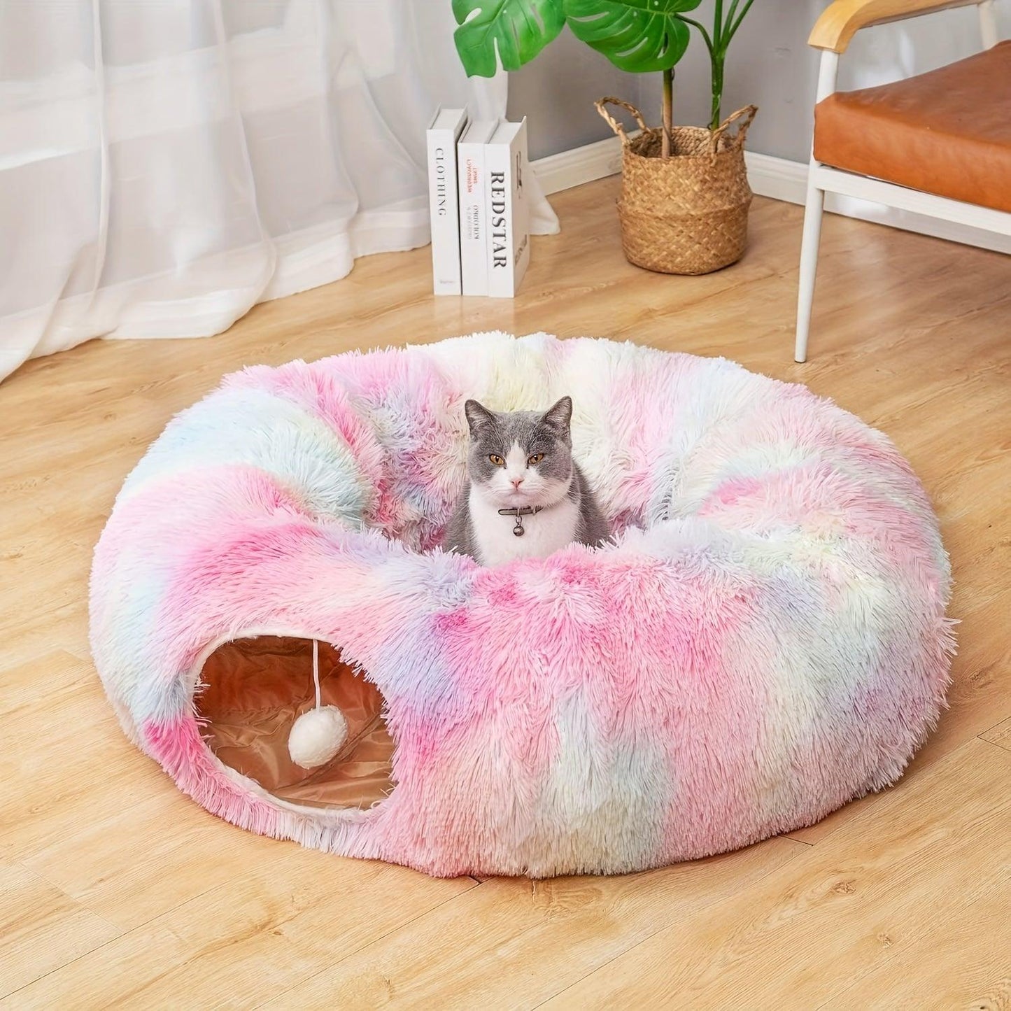 Cama Toquinha com Túnel para Gatos